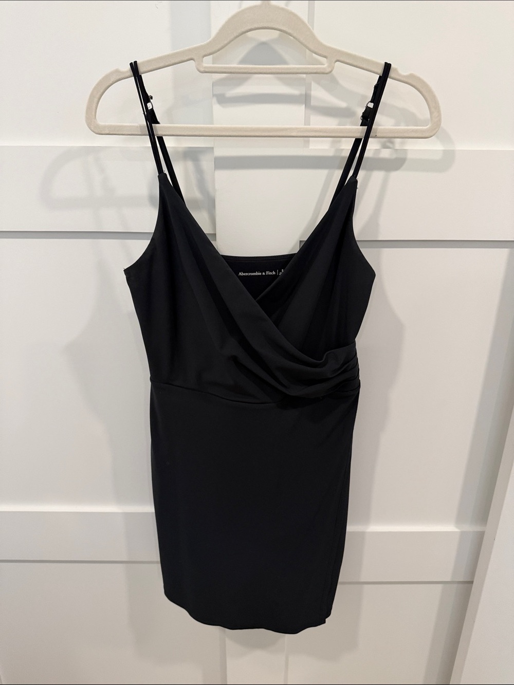 Abercrombie & Fitch Black Draped Cowl Mini Dress with Spaghetti Straps